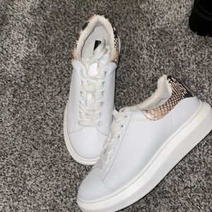Steve Madden White Sneakers with Snakeskin on Back